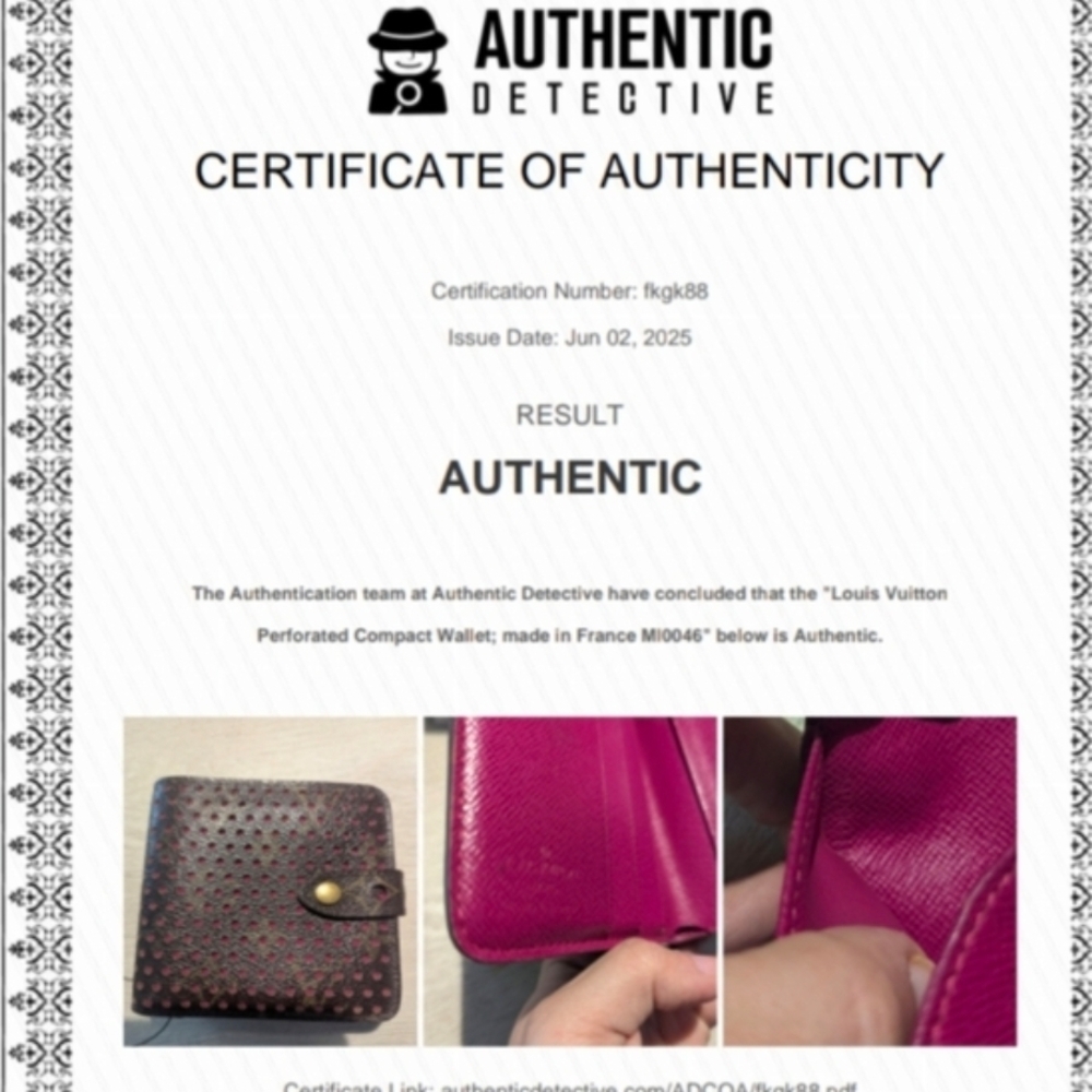 Louis Vuitton Perforated Metallic Brown Wallet with Magenta Interior - Picture 4 of 15